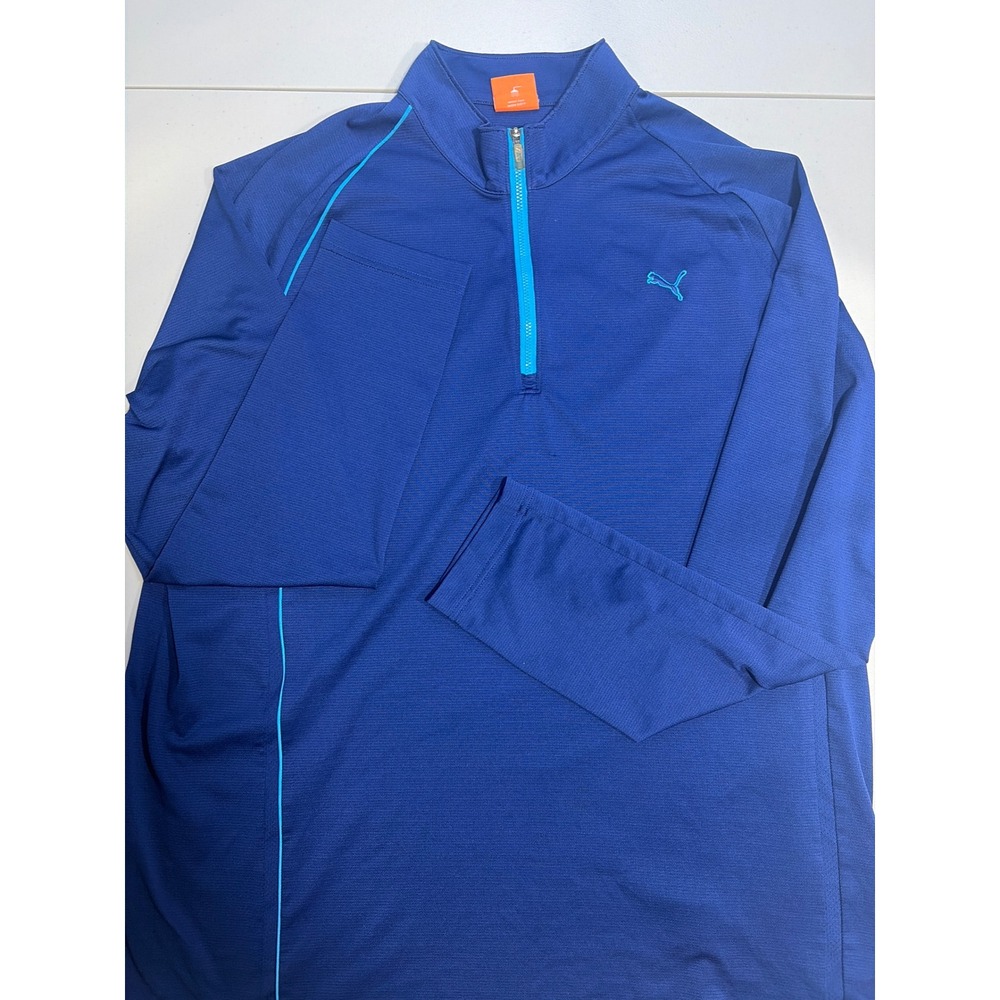 Puma SportLifestyle Mens XL Blue Quarter Zip Pullover Golf Athletic Top 562899